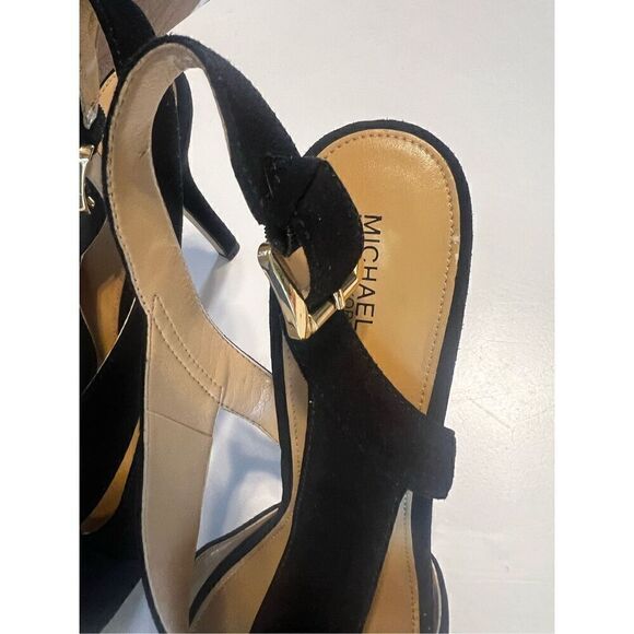 Michael by Michael Kors Women’s Size 10 Suede Peep Toe Slingback Heels Black - Picture 7 of 12